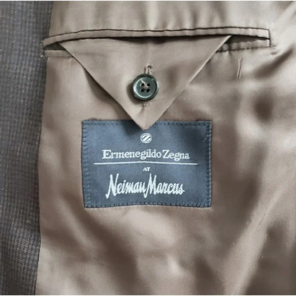 Ermenegildo Zegna Blazer Mens 44L Brown Wool Trofeo Neiman Marcus Sport Coat